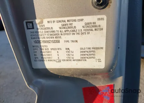 2006 Chevrolet Silverado 1500 Work Truck z USA, uszkodzony, nr VIN 1GCEC19X66Z153358